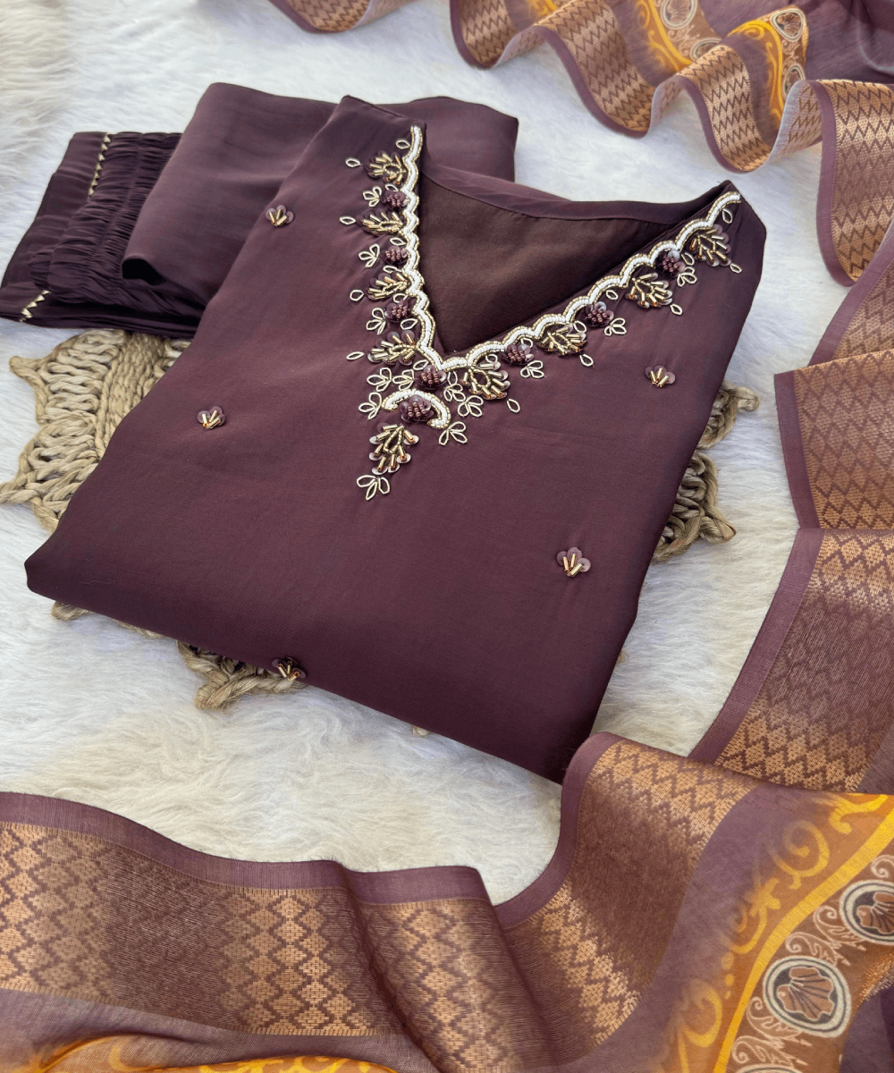 Premium Roman Silk Kurti Set