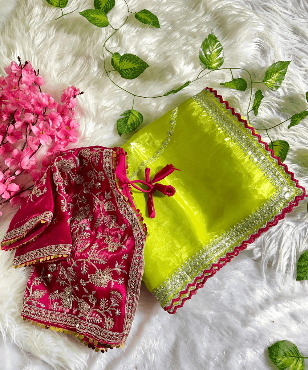 Elegant Pure Zimmy Choo Silk Saree with Intricate Embroidery Jhal Work and Matching Embroidered Blouse