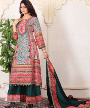 Arya Nurani Pakistani Plazzo Suit Set – Heavy Cotton Muslin with Real Mirror Work & Dupatta-2