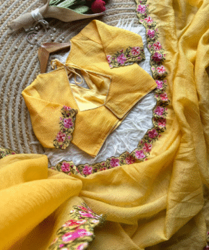 Candy Crush Tissue Silk Saree with Two-Tone Zari & Embroidered Viscose Blouse-11