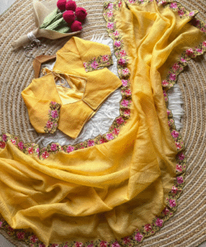 Candy Crush Tissue Silk Saree with Two-Tone Zari & Embroidered Viscose Blouse-12