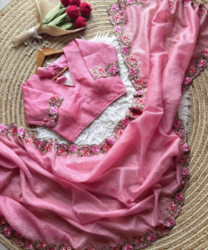 Candy Crush Tissue Silk Saree with Two-Tone Zari & Embroidered Viscose Blouse-4