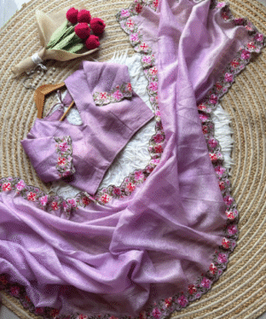 Candy Crush Tissue Silk Saree with Two-Tone Zari & Embroidered Viscose Blouse-8