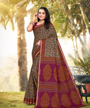 Elegant Kalamkari Mulmul Cotton Saree with Unstitched Blouse – 5.4m-2