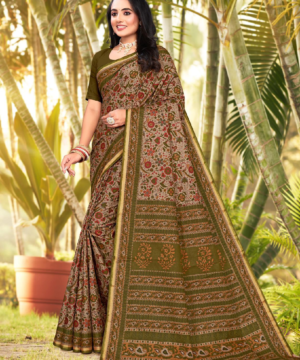 Elegant Kalamkari Mulmul Cotton Saree with Unstitched Blouse – 5.4m-4