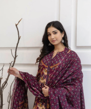 Elegant Printed Cotton Anarkali Kurta Set with Katha & Sequin Work – Pant & Dupatta Included-14