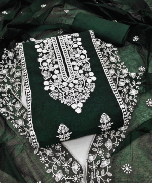 Elegant Printed Cotton Anarkali Kurta Set with Katha & Sequin Work – Pant & Dupatta Included-4
