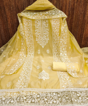 Elegant Printed Cotton Anarkali Kurta Set with Katha & Sequin Work – Pant & Dupatta Included-8