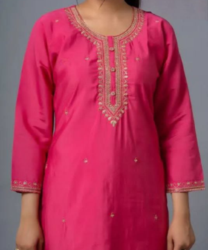 Elegant Purple Chinon Viscose Kurta Set with Embroidered Organza Dupatta-3