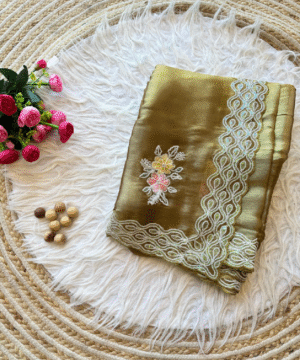 Exclusive Jimmy Choo Chiffon Silk Saree with Multi-Sequence Embroidery Work-2