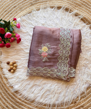 Exclusive Jimmy Choo Chiffon Silk Saree with Multi-Sequence Embroidery Work-5