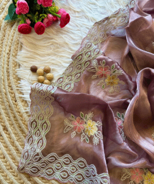 Exclusive Jimmy Choo Chiffon Silk Saree with Multi-Sequence Embroidery Work-7