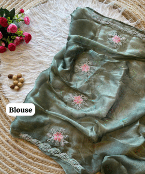 Exclusive Jimmy Choo Chiffon Silk Saree with Multi-Sequence Embroidery Work-8