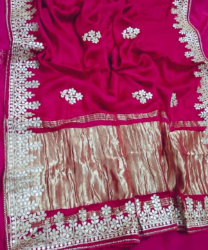 Gajji Silk Saree with Heavy Hand Gotta Work & Lagdi Pallu – With Designer Blouse-2