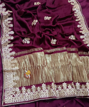 Gajji Silk Saree with Heavy Hand Gotta Work & Lagdi Pallu – With Designer Blouse