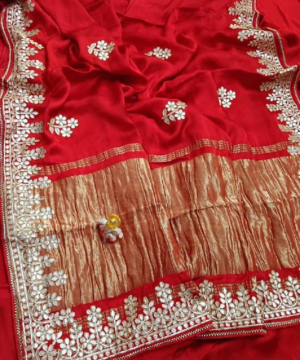 Gajji Silk Saree with Heavy Hand Gotta Work & Lagdi Pallu – With Designer Blouse-4