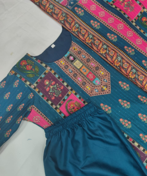 Ivory Pakistani Maslin Suit with Digital Print, Sequin Embroidery & Lace Detailing-14