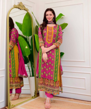 Ivory Pakistani Maslin Suit with Digital Print, Sequin Embroidery & Lace Detailing-2