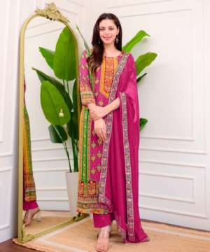 Ivory Pakistani Maslin Suit with Digital Print, Sequin Embroidery & Lace Detailing-4