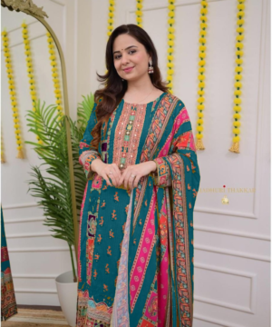 Ivory Pakistani Maslin Suit with Digital Print, Sequin Embroidery & Lace Detailing-5