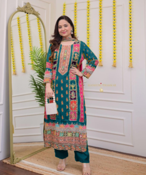 Ivory Pakistani Maslin Suit with Digital Print, Sequin Embroidery & Lace Detailing-7
