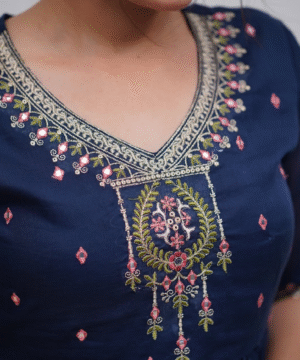 Mulmul Cotton 60.60 Embroidered Sharara Set with Gota Work Dupatta-11