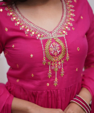 Mulmul Cotton 60.60 Embroidered Sharara Set with Gota Work Dupatta-14