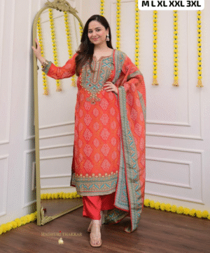 Pure Muslin Pakistani Suit Set with Handwork & Digital Print – Soft Muslin Dupatta-3