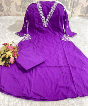 Ethnic Fine Cotton Top & Pant Set with Heavy Yoke Embroidery and Pocket Detailing-4