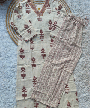 Premium Cotton Mirror Work Kurti Pant Set – Elegant Festive Wear-6