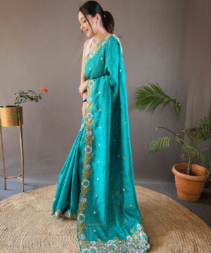 Pure Matka Silk Saree with Embroidered Buttis & Cutwork Pallu – NF10302-12