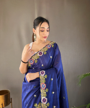 Pure Matka Silk Saree with Embroidered Buttis & Cutwork Pallu – NF10302-14