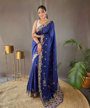 Pure Matka Silk Saree with Embroidered Buttis & Cutwork Pallu – NF10302-15