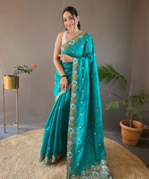 Pure Matka Silk Saree with Embroidered Buttis & Cutwork Pallu – NF10302-17