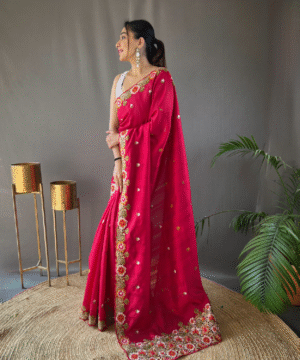 Pure Matka Silk Saree with Embroidered Buttis & Cutwork Pallu – NF10302-22