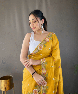 Pure Matka Silk Saree with Embroidered Buttis & Cutwork Pallu – NF10302-5