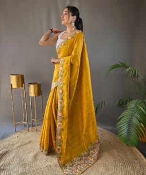 Pure Matka Silk Saree with Embroidered Buttis & Cutwork Pallu – NF10302-6