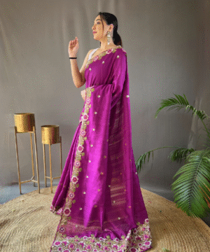 Pure Matka Silk Saree with Embroidered Buttis & Cutwork Pallu – NF10302-7