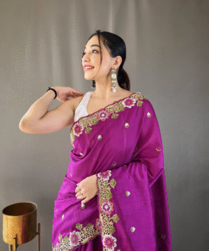 Pure Matka Silk Saree with Embroidered Buttis & Cutwork Pallu – NF10302-8