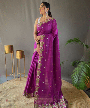 Pure Matka Silk Saree with Embroidered Buttis & Cutwork Pallu – NF10302-9
