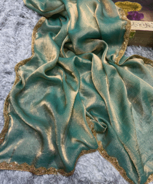 Trending Designer Frandy Crush Saree with Katdana Moti Lace Border-6