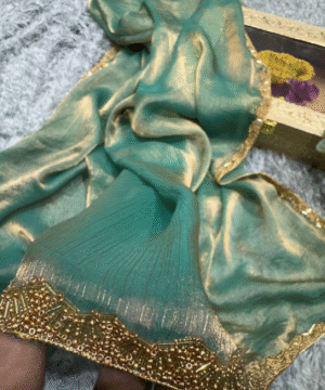 Trending Designer Frandy Crush Saree with Katdana Moti Lace Border-8