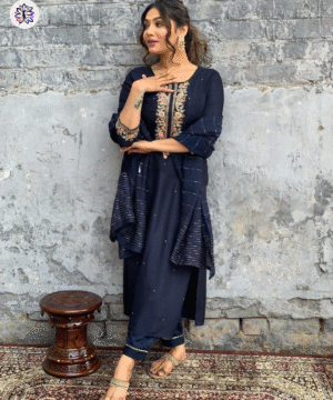 Viscose Chanderi Embroidered Suit Set with Jacquard Dupatta-2