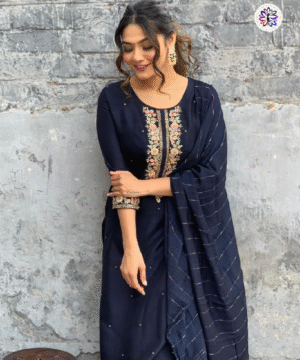 Viscose Chanderi Embroidered Suit Set with Jacquard Dupatta-4