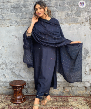 Viscose Chanderi Embroidered Suit Set with Jacquard Dupatta-5