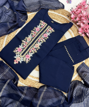 Viscose Chanderi Embroidered Suit Set with Jacquard Dupatta-8