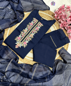 Viscose Chanderi Embroidered Suit Set with Jacquard Dupatta-9
