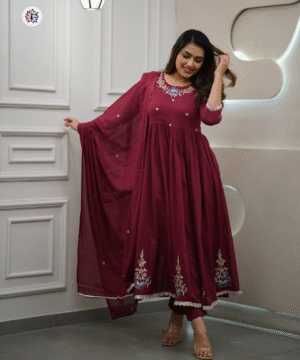 Viscose Embroidered Suit Set with Chanderi Embroidered Dupatta – Comfortable Daily & Festive Wear-3