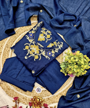 Viscose Embroidered Suit Set with Chanderi Embroidered Dupatta – Comfortable Daily & Festive Wear-4