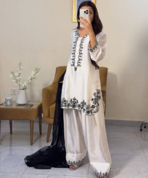 AD205 Designer Party Wear Pure Natural Crepe Top & Farshi Palazzo Set with Dupatta – Fully Stitched (6)